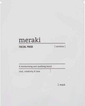 Hvid Ansigtsmaske Meraki Sensitive Fugtgivende Beroligende Sheet Maske Med Aloe Vera Agurk Tomat & Centella Asiatica - Meraki Colorfulbeauty  - 5707644480766