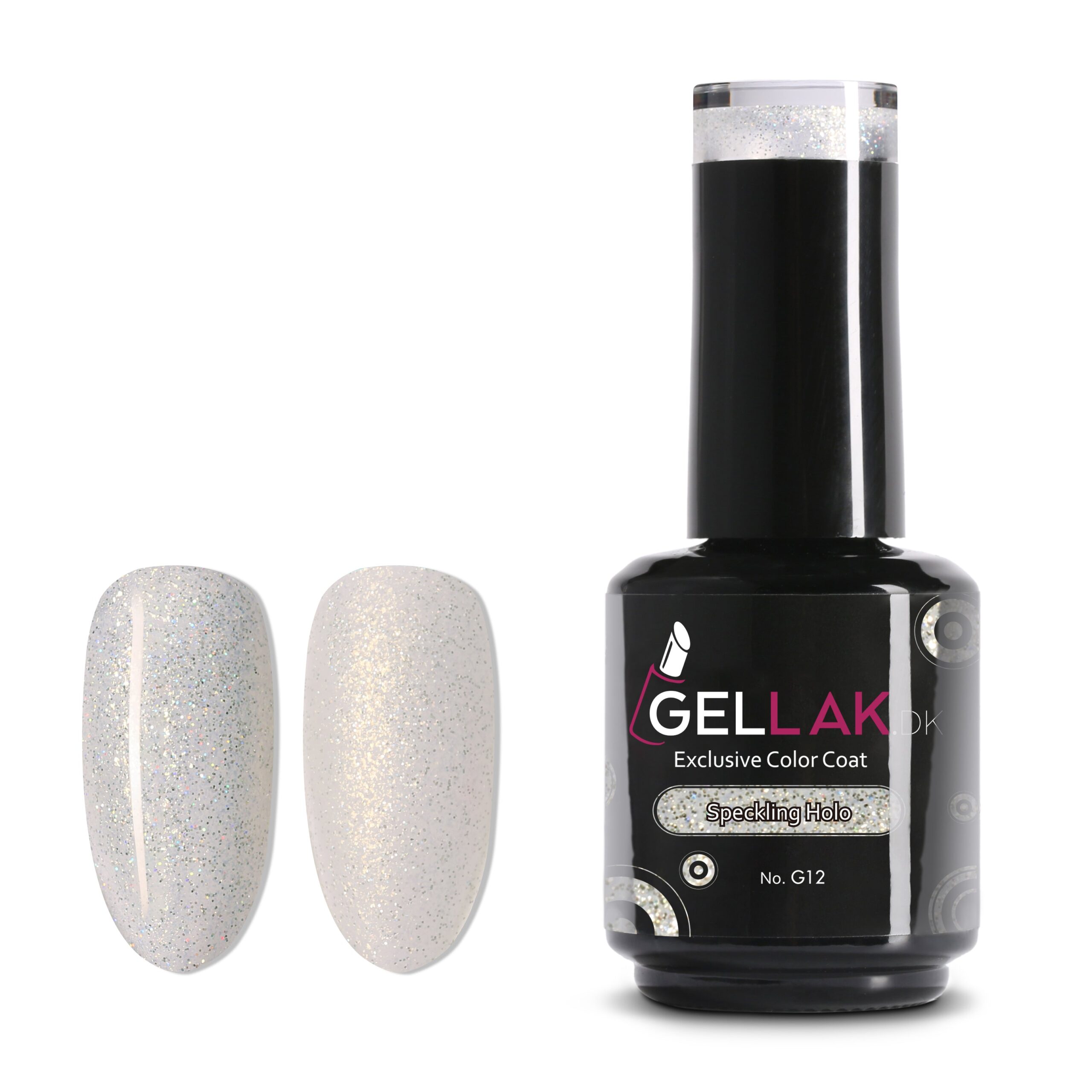 Glimmer Gel Neglelak Gennemsigtig Speckling Holo G12 - Gellak.dk Colorfulbeauty